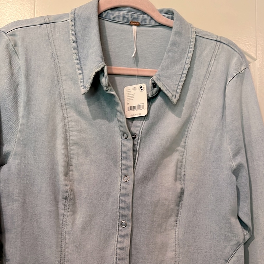 Free People Light Blue Long Sleeve Dress/Cardigan - Picture 8 of 10